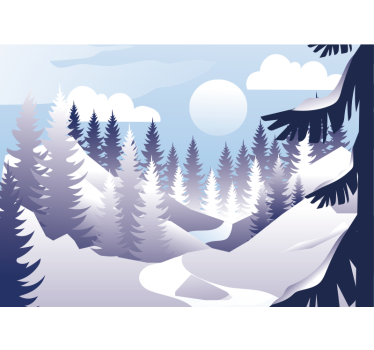 Winter Forest Scene landscape mural wallpaper - TenStickers