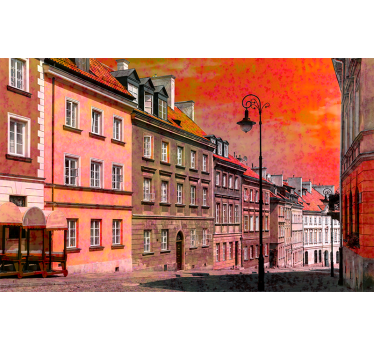 Vintage street in Warsaw vintage mural - TenStickers