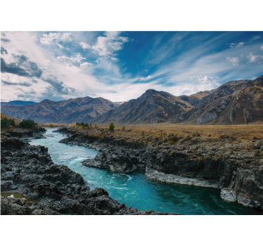 River in Andes mountain mural - TenStickers