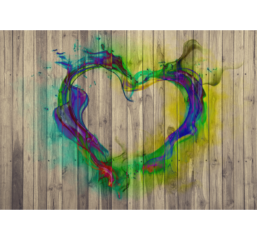 Green wood texture with heart wood mural - TenStickers