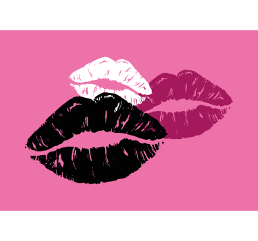 Pink background with colored lips love wall mural - TenStickers
