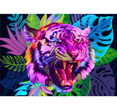 3D tiger in galaxy mural wallpaper - TenStickers