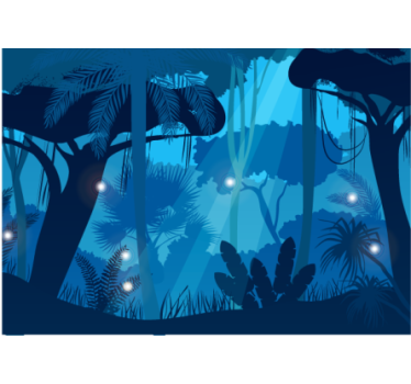 Cartoon forest blue space mural wallpaper - TenStickers