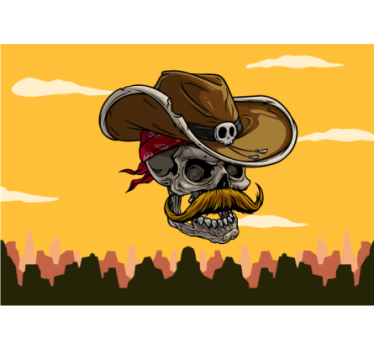 Skull cowboy fantasy mural - TenStickers