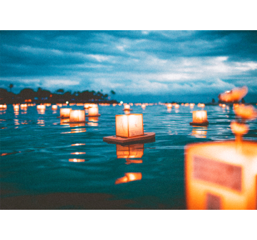 Lanterns above water landscape murals - TenStickers