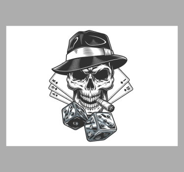 Card with dices and  skull living room mural - TenStickers