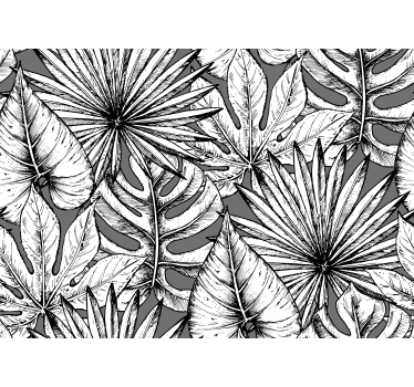 Jungle black white mural wallpaper - TenStickers