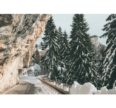 Winter Pine Scenery landscape mural wallpaper - TenStickers