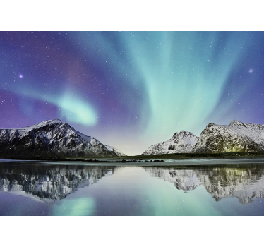 Northern lights lake night sky wall mural - TenStickers