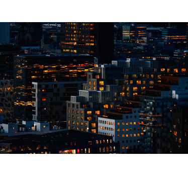 Oslo modern buildings at night mural wallpaper - TenStickers