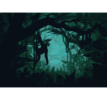 Forest with jungle animals mural wallpaper - TenStickers