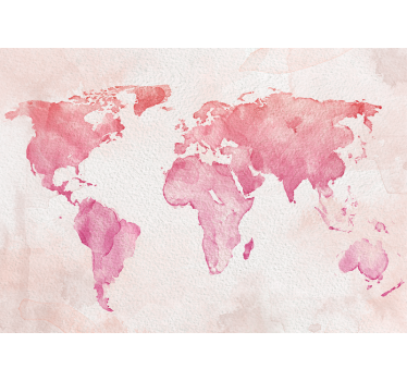 Neutral pink colored world map wall mural - TenStickers