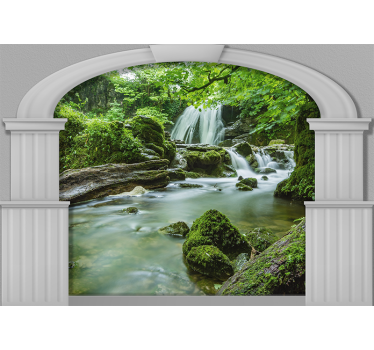 3D pilars with waterfall mural - TenStickers