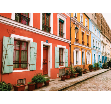 Colorful Parisian Facades city wall mural - TenStickers