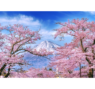 Mountain cherry blossom mural wallpaper - TenStickers