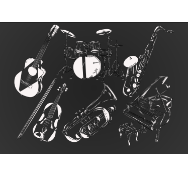 Black and white instruments music wall mural - TenStickers