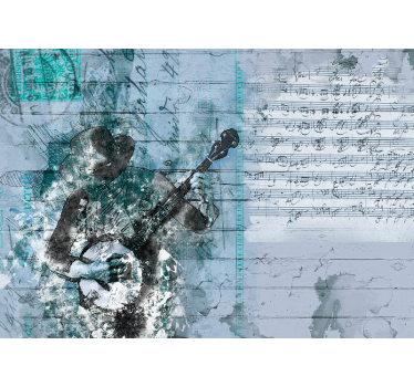 Music mural musician playing banjo - TenStickers