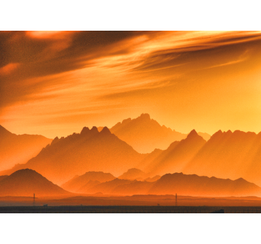 Golden hour in mountains  mountain mural - TenStickers