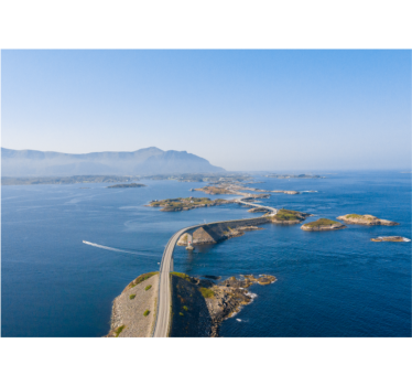 Mountain wall mural coastal pathway scene - TenStickers