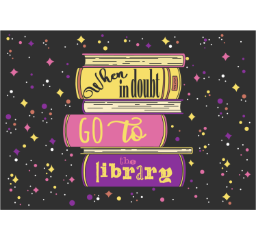 When in doubt go to the library word wall mural - TenStickers