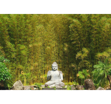 Buddha statue with forest mural - TenStickers