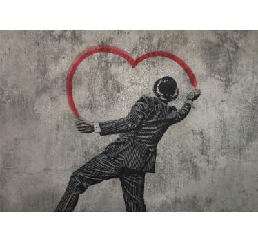 Banksy heart graffity texture wall mural - TenStickers