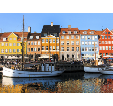 Reflected Copenhagen colorful houses mural wallpaper - TenStickers
