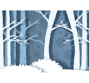Winter trees on blue background forest mural wallpaper - TenStickers