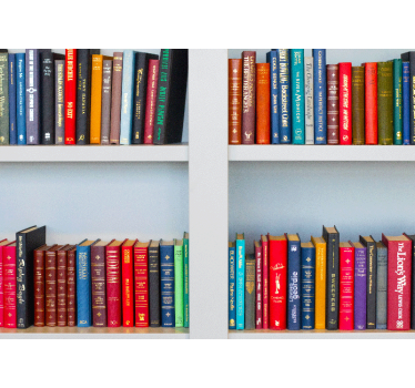 Colorful books on bookshelf wall wraps for office - TenStickers