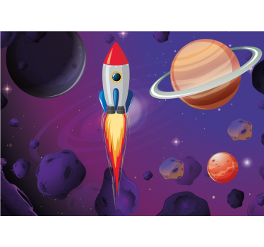 Cartoon rocket through space Children Wall Murals - TenStickers