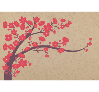 Red flowers with beige background 3d mural wallpaper - TenStickers