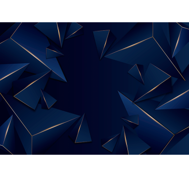 Blue and gold geometric pattern 3d mural wallpaper - TenStickers