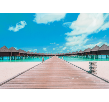 Landscape mural wallpaper tropical dock pathway - TenStickers