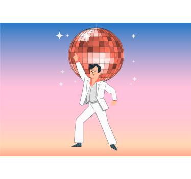 Disco ball illustration with colors  wall murals - TenStickers