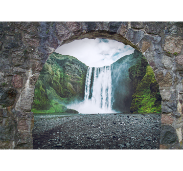 Arch with waterfall views 3d mural wallpaper - TenStickers