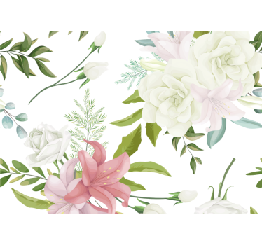 Minimalistic realistic garden flower mural - TenStickers