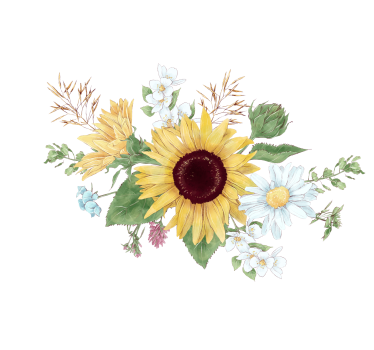 Sunflowers and daisy flowers  mural wallpaper - TenStickers