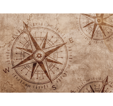 Warm colored old paper compass vintage mural - TenStickers