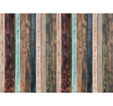 Colorful painted vertical planks wood mural - TenStickers