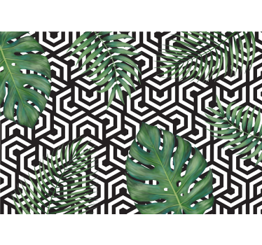 Monstera leaves  modern mural wallpaper - TenStickers