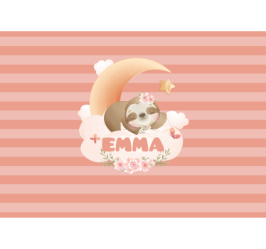 Cute animals sloth with name Nursery Wall Mural - TenStickers