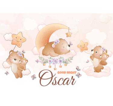 Cute bear for boy with name Nursery Wall Mural - TenStickers