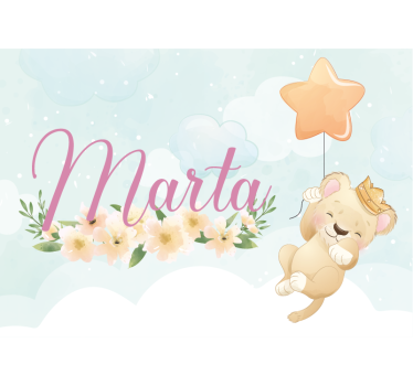 Children wall mural cute lion balloon - TenStickers