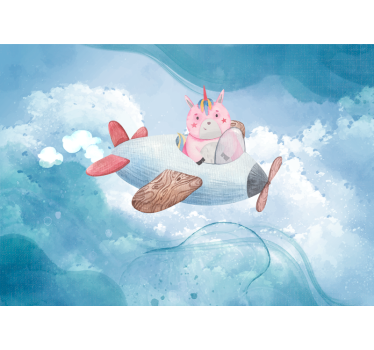 Flying unicorn in  the blue sky fantasy mural - TenStickers