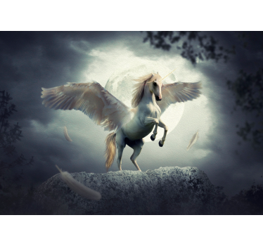 Fearless unicorn flying  fantasy mural - TenStickers
