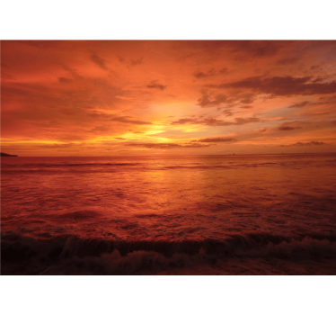Mountain wall mural twilight sea view - TenStickers