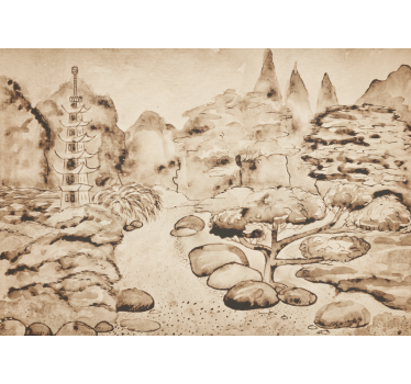 "Japandi" style japanese garden modern mural wallpaper - TenStickers
