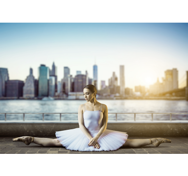 People painting mural ballet dancer cityscape - TenStickers