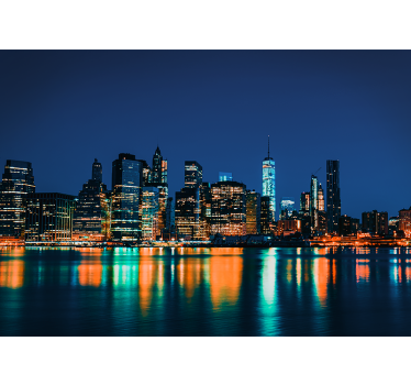 New york skyline at night new york mural wallpaper - TenStickers