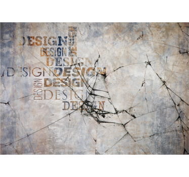 Cracked wall with text modern mural wallpaper - TenStickers